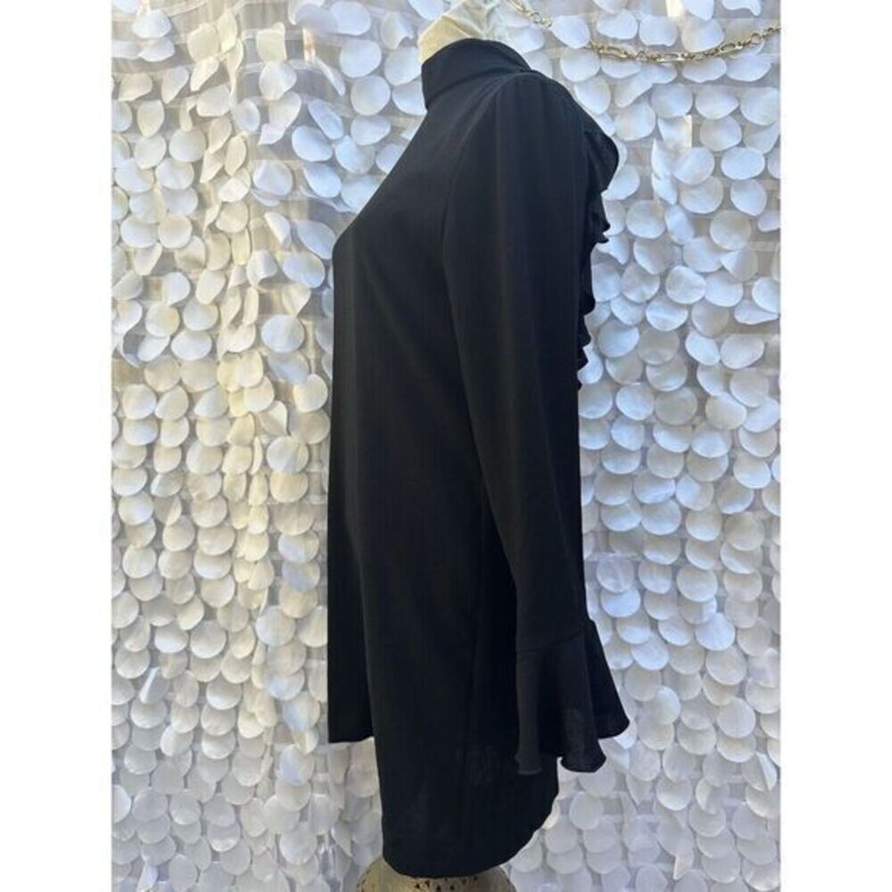 IRO 36 Small Black Short Cocktail Dress V Back Ties Bell Sleeve COUTURE